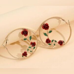 Rose 🌹 Hoop Earrings